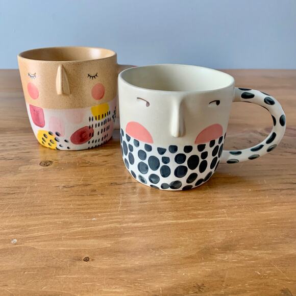 Anthropologie Coffee Face Mug Cup 3D Visage Artist FOTINI TIKKOU Hand Painted 2 - Picture 2 of 16